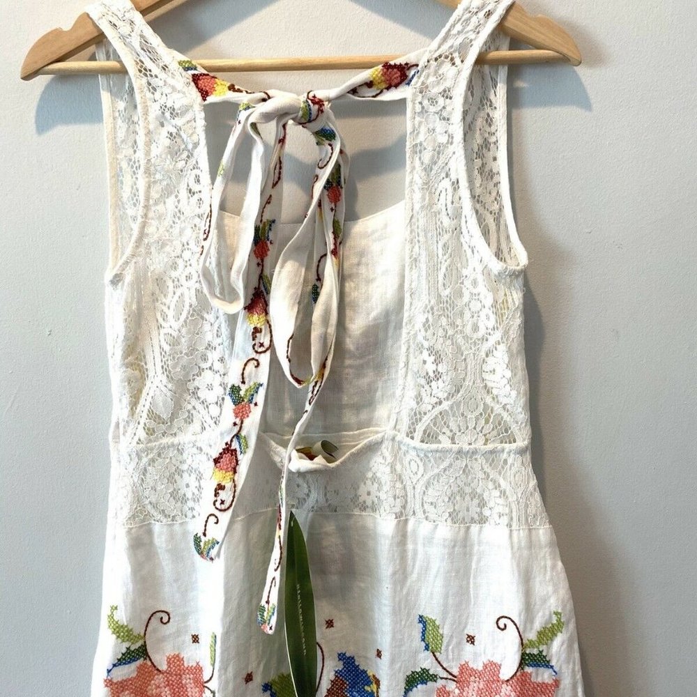 Anthropologie Farm Rio White Linen Floral Maxi NWT - Picture 7 of 10
